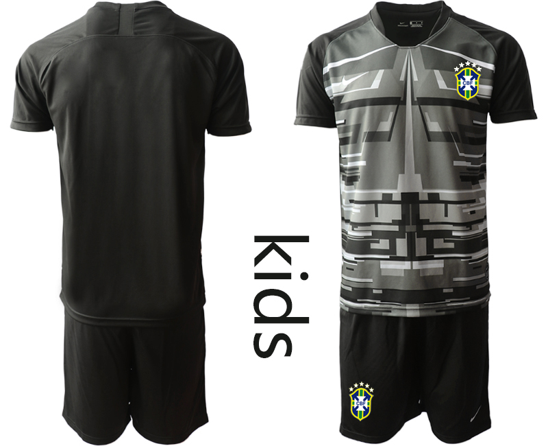 Youth 2020-2021 Season National team Brazil goalkeeper black Soccer Jersey->brazil jersey->Soccer Country Jersey